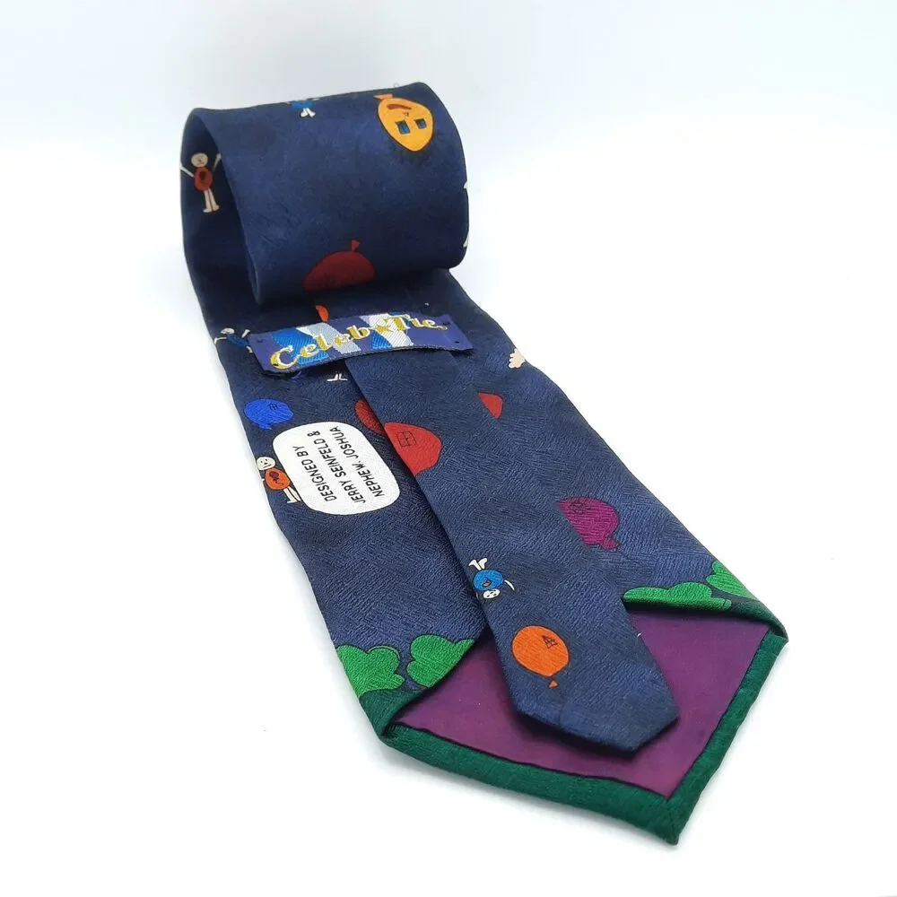 Vintage Save The Children Celeb Silk Tie Designer JERRY SEINFELD/Nephew Joshua